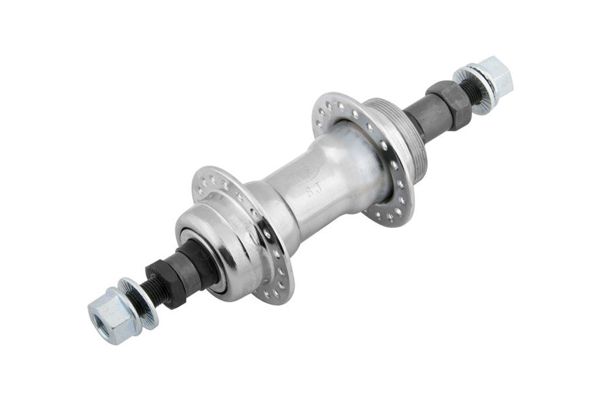 Втулка задняя KT-122RQR 135*145MM W/QR 36H, сталь серебристая Втулка задняя KT-122RQR 135*145MM W/QR 36H, сталь серебристая